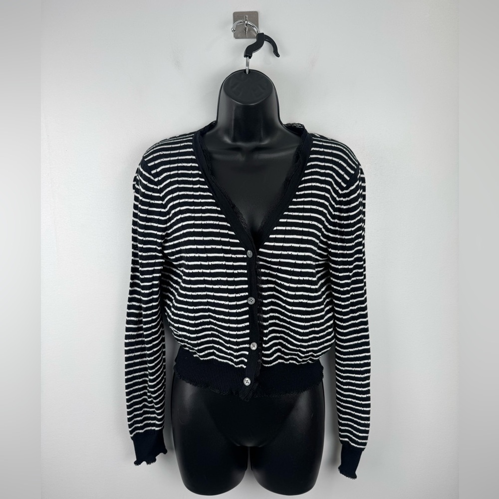 J.Crew Women Pointelle V Neck Cardigan Size Medium